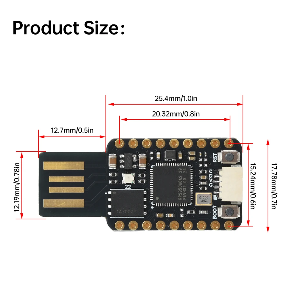 Mini placa de desarrollo de microcontrolador USB RP2350 de 4M/16M, procesador de arquitectura Dual de doble núcleo RP2350A para Raspberry pi - imagen 3
