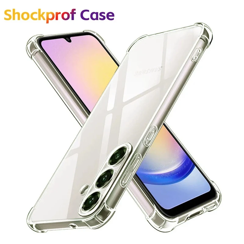Funda de teléfono transparente de silicona suave para Samsung A25 A15 5G S24 S25 Ultra S23 Plus A14 A24 A34 A32 A42 A52 A52S A05 A55 A56 contraportada