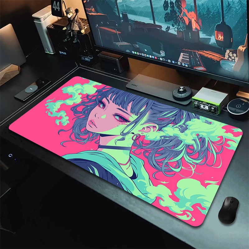 Alfombrilla de ratón grande XXL, alfombrilla de ratón para juegos, alfombrilla de ratón antideslizante para oficina grande, alfombrilla de escritorio para ordenador de 900x400mm, alfombrilla de teclado con estampado HD para chicas de Anime - imagen 4