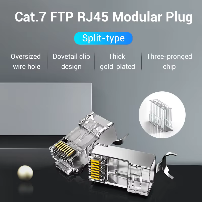 Vention Conector RJ45 Cat7 STP Crimpado Oro Cable Ethernet - imagen 4