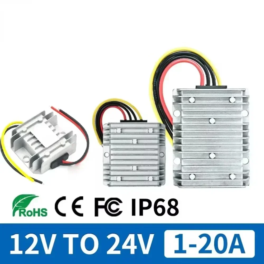 Regulador de voltaje de refuerzo de cargador de coche, convertidor de aumento de 12 voltios a 24 voltios, 12 V a 24 V, 20a, 3a, 15a, 5A, 1A, 10A, CC