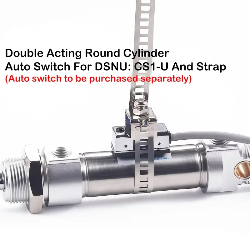 Cilindro neumático tipo DSNU, Mini cilindro de pluma redonda de acero inoxidable DSNU10/12/16X25/50/75/100/125/150/175/200-P-A - imagen 4