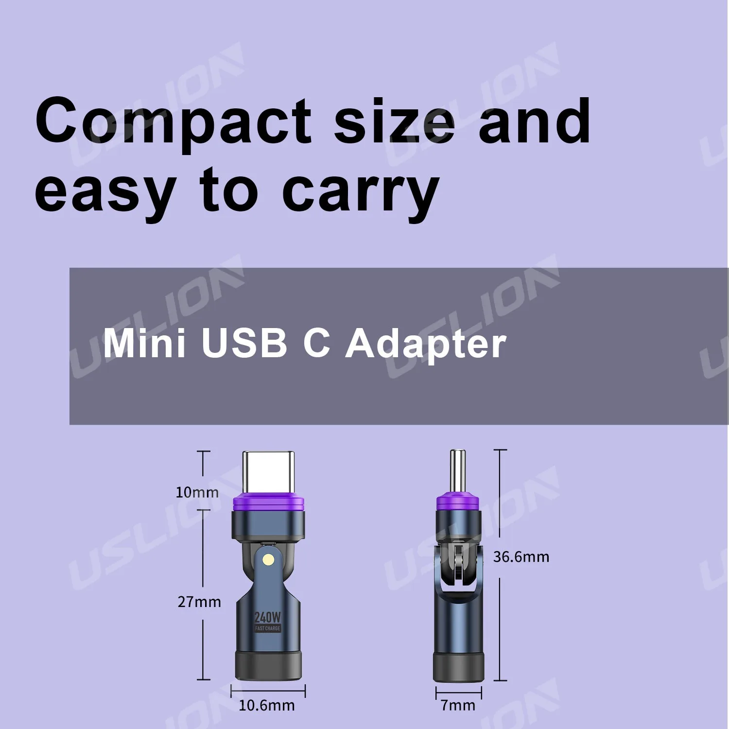 USLION PD240W Convertidor Magnético 180 ° Datos giratorios del adaptador de carga USB C a USB C Micro USB ios para iphone 15/16 Samsung Xiaomi - imagen 4