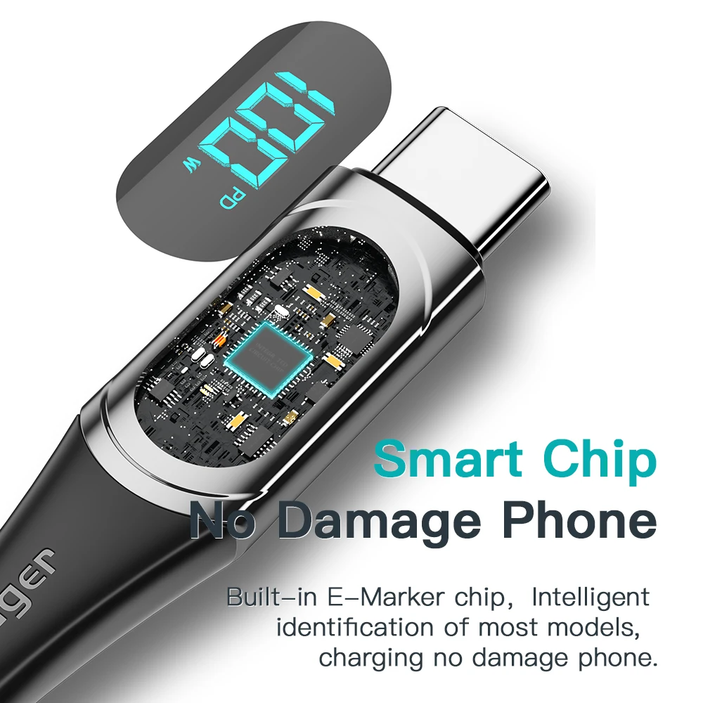 Essager PD 100W USB C a USB tipo C Cable cargador rápido para Xiaomi Poco3 Samsung Huawei MacBook iPad Cable para carga de teléfono - imagen 5