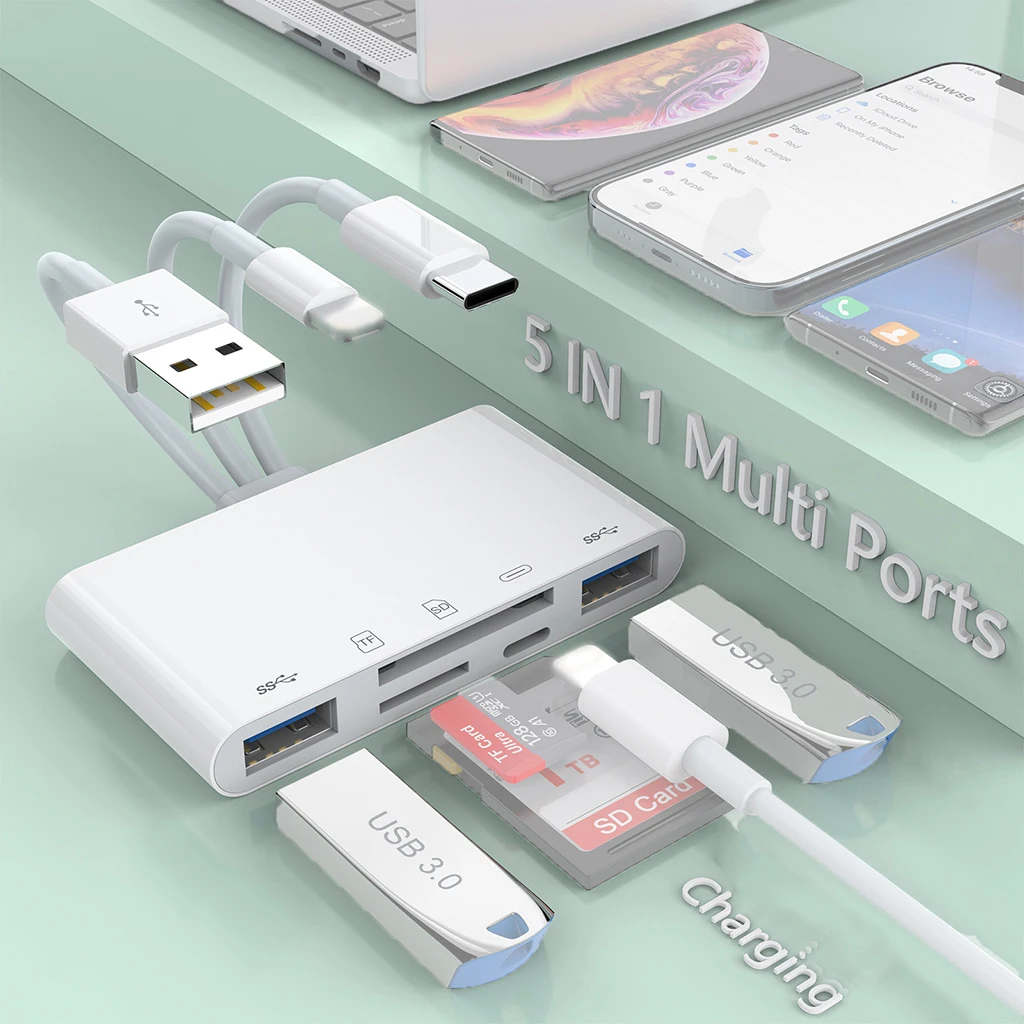 Adaptador multimemoria de cámara USB 2,0, lector de tarjetas TF/Micro SD para Ipad Pro, teléfono, iPhone, IOS, convertidor de tarjeta de memoria inteligente - imagen 3
