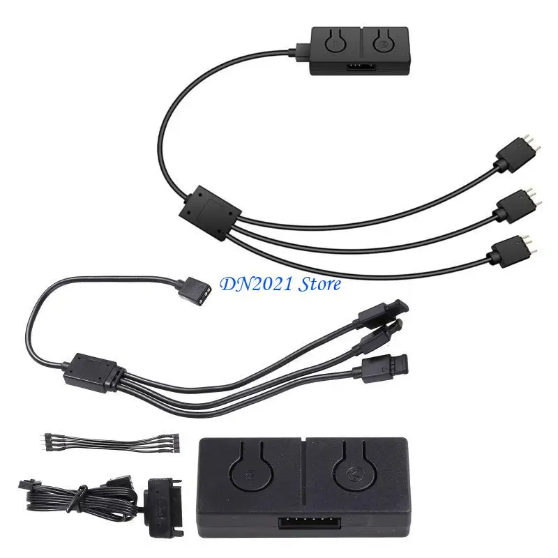 Controlador Manual F3KE RGB Sync Switch Hub, placa base ventilador 5V a 12V, 4 pines, controlador 2 en 1 para ventilador - imagen 5