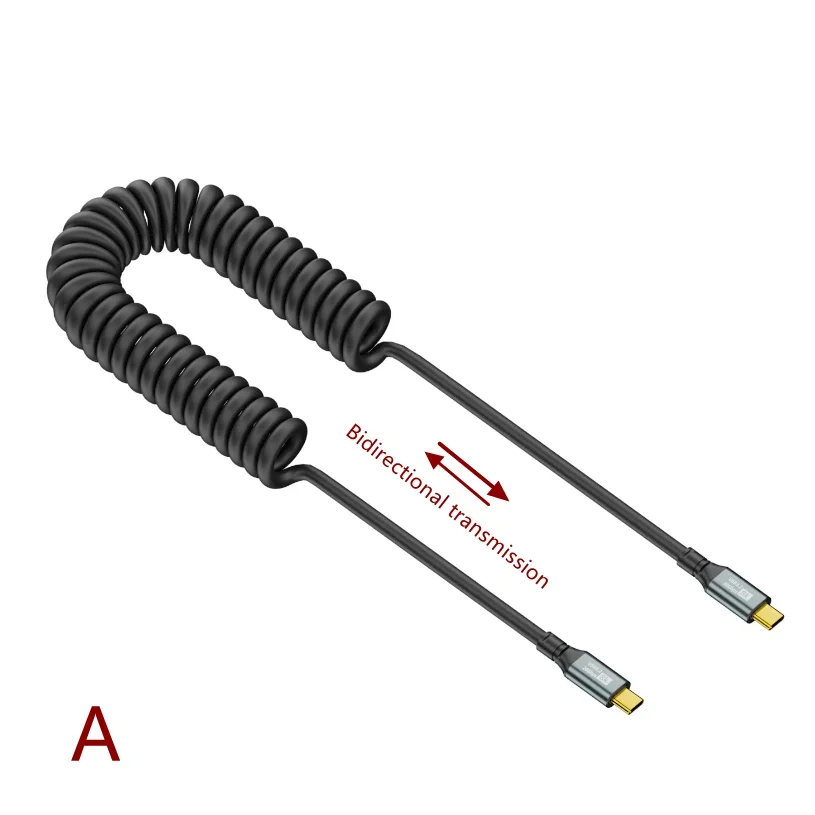 Cable extensor de resorte USB tipo C PD 100W Cable para Samsung Xiaomi Huawei teléfono cargador rápido iPhone15 Wird PD Cable de datos USB3.2 8K - imagen 3