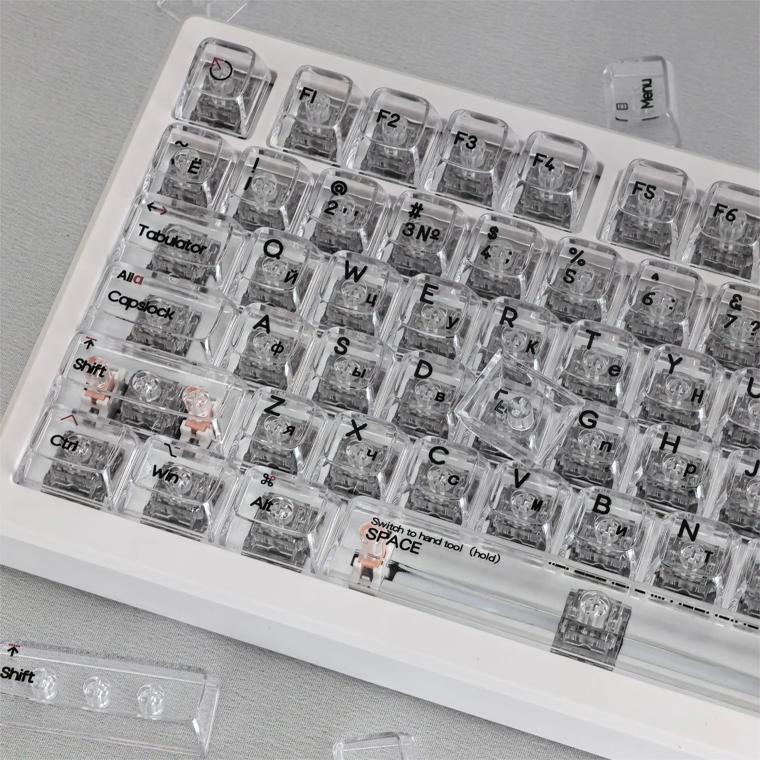 Teclas transparentes para teclados mecánicos, Material de PC CBSA, altura, negro, blanco, ruso, coreano, inglés, tailandés - imagen 5