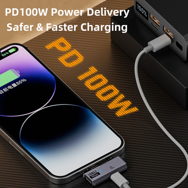 Adaptador divisor OTG 2 en 1 PD100W USB3.2 10Gbps USB C a doble tipo C adaptador convertidor de carga rápida para teléfono portátil auriculares - imagen 2