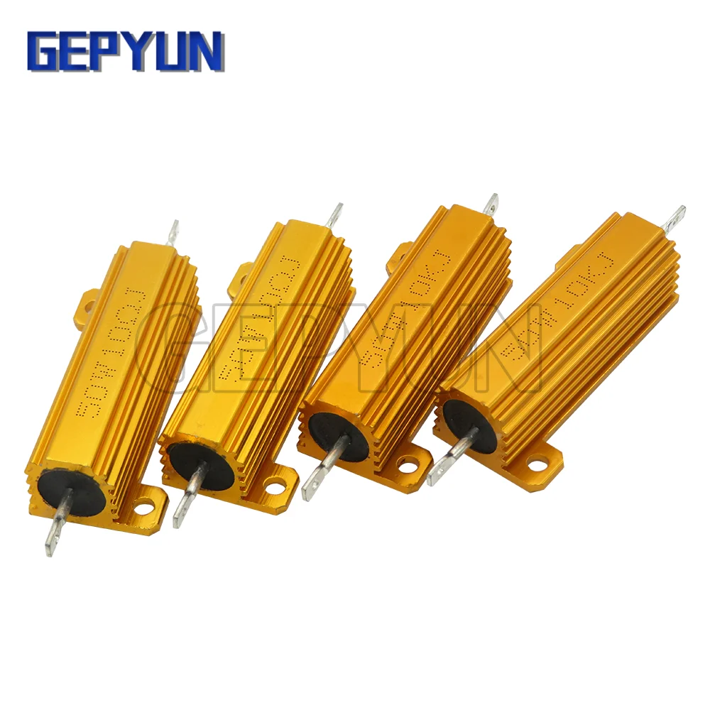 Resistencia bobinada de carcasa metálica de aluminio, 1 piezas, 50W, 0,05, 0,1, 0,5, 1, 2, 6, 8, 10, 20, 200, 500, 750, 800, 1K, 10K, ohm, 0,01-100K - imagen 4