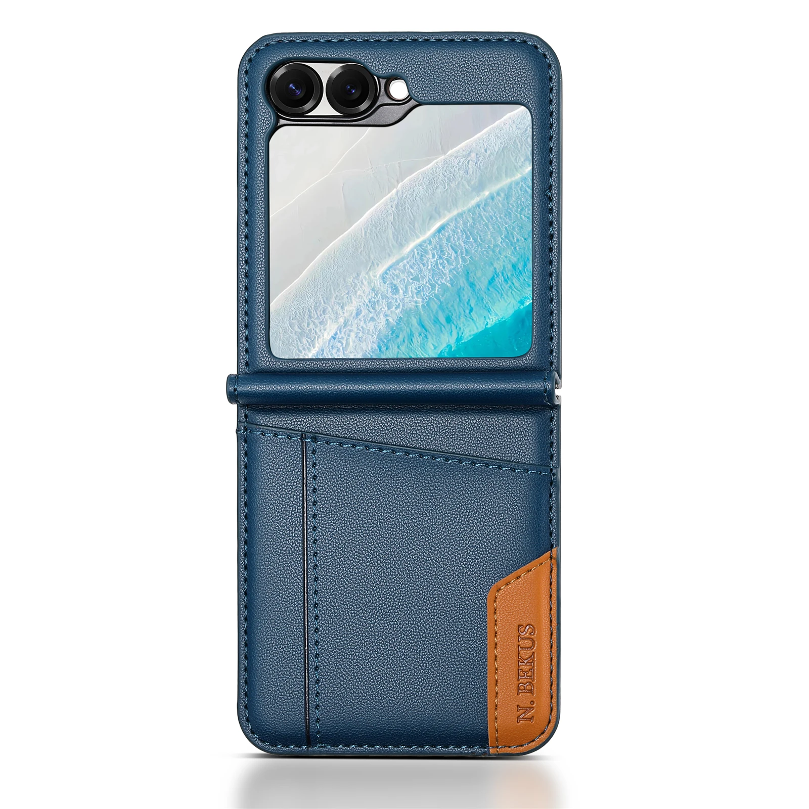 Funda de cuero con tarjetero para Samsung Galaxy Z Flip 7 6 7fe 5G ZFlip 5 4 3 Flip7 Flip6, funda con sensación de piel - imagen 4