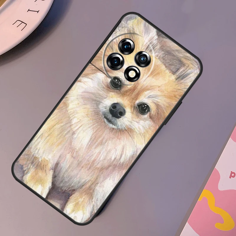 Funda de perro de acuarela Pomerania para OnePlus 12R 10T 10R 9RT 9 10 Pro OnePlus 12 11 Nord 3 2T CE 2 Lite N20 N10 - imagen 5