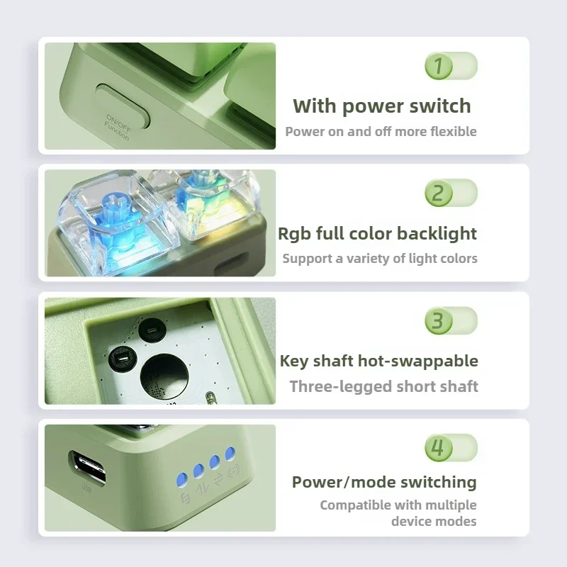 HanLinYue Free2 Mini teclado de dos teclas Bluetooth teclado portátil E-book página Turner RGB intercambio en caliente para tableta/teléfono/lector regalos - imagen 3