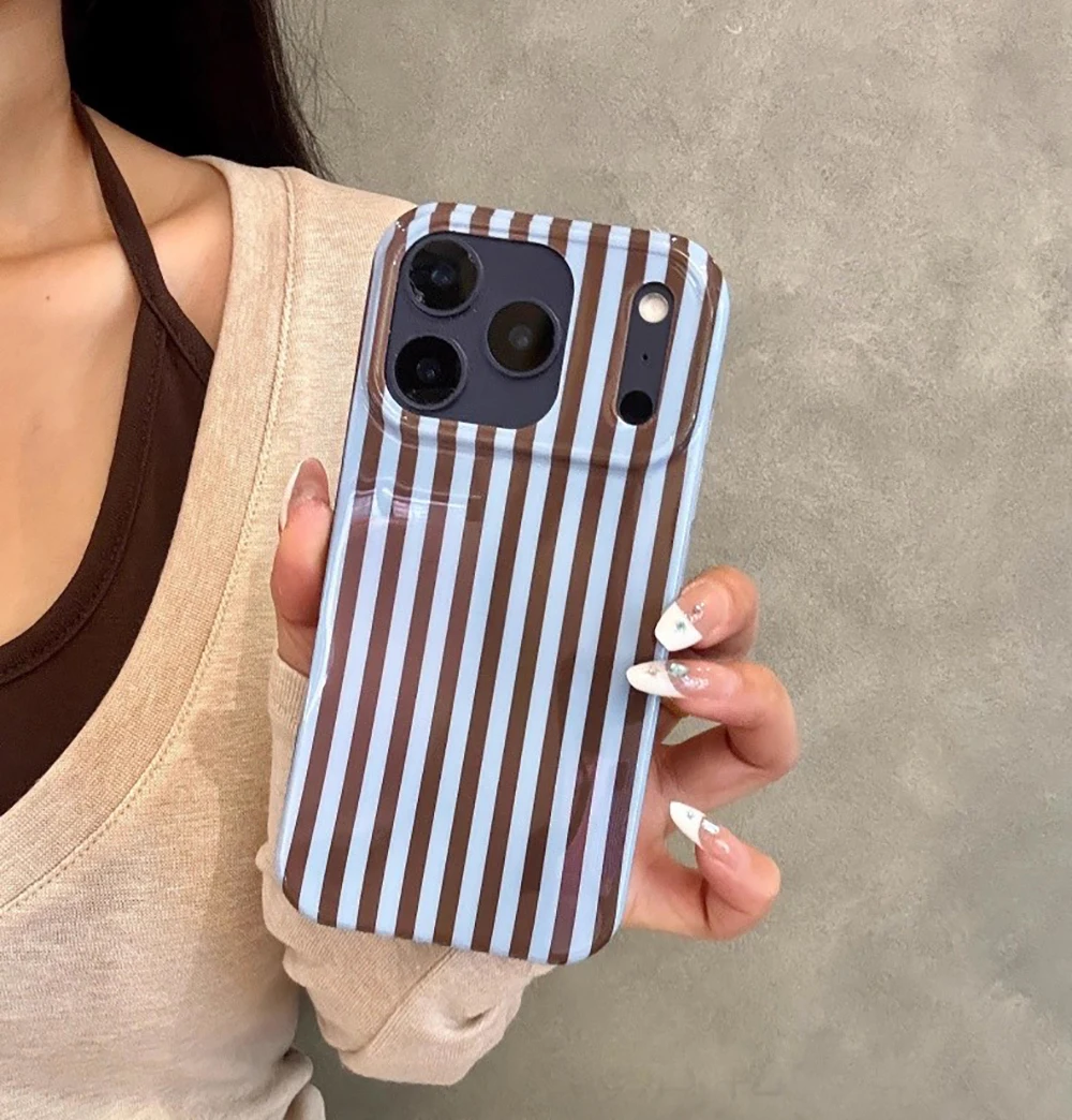 Funda de teléfono a prueba de golpes con empalme de rayas simples para IPhone 14, 15, 16, 17 Pro Max, funda protectora trasera a prueba de golpes - imagen 3