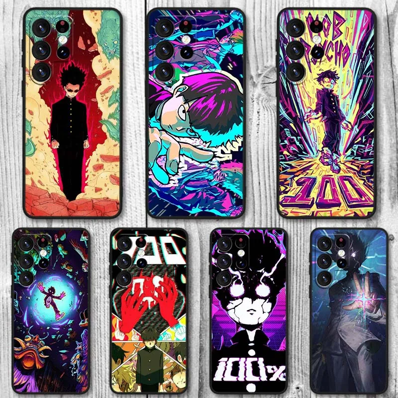 Funda de Anime Mob Psycho 100 para Samsung Galaxy S25 S24 S23 S22 S21 S20 S10 S9 S8 FE Lite Ultra Plus 5G funda de teléfono negra