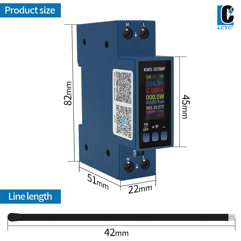 Medidor de energía WiFi KWS-303 Tuya 8 en 1, amperímetro de voltaje CA multifunción, Control por aplicación, medidor de voltaje AC85-290V/40a - imagen 4