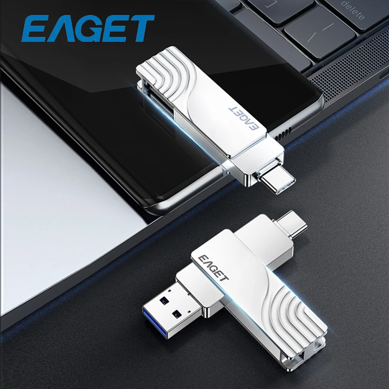 Eaget USB 3,2 OTG tipo C Pen Drive 2 en 1 unidad Flash USB 32GB 64GB 128GB 256GB 512GB Pendrive de Metal personalizado para Macbook PC - imagen 2