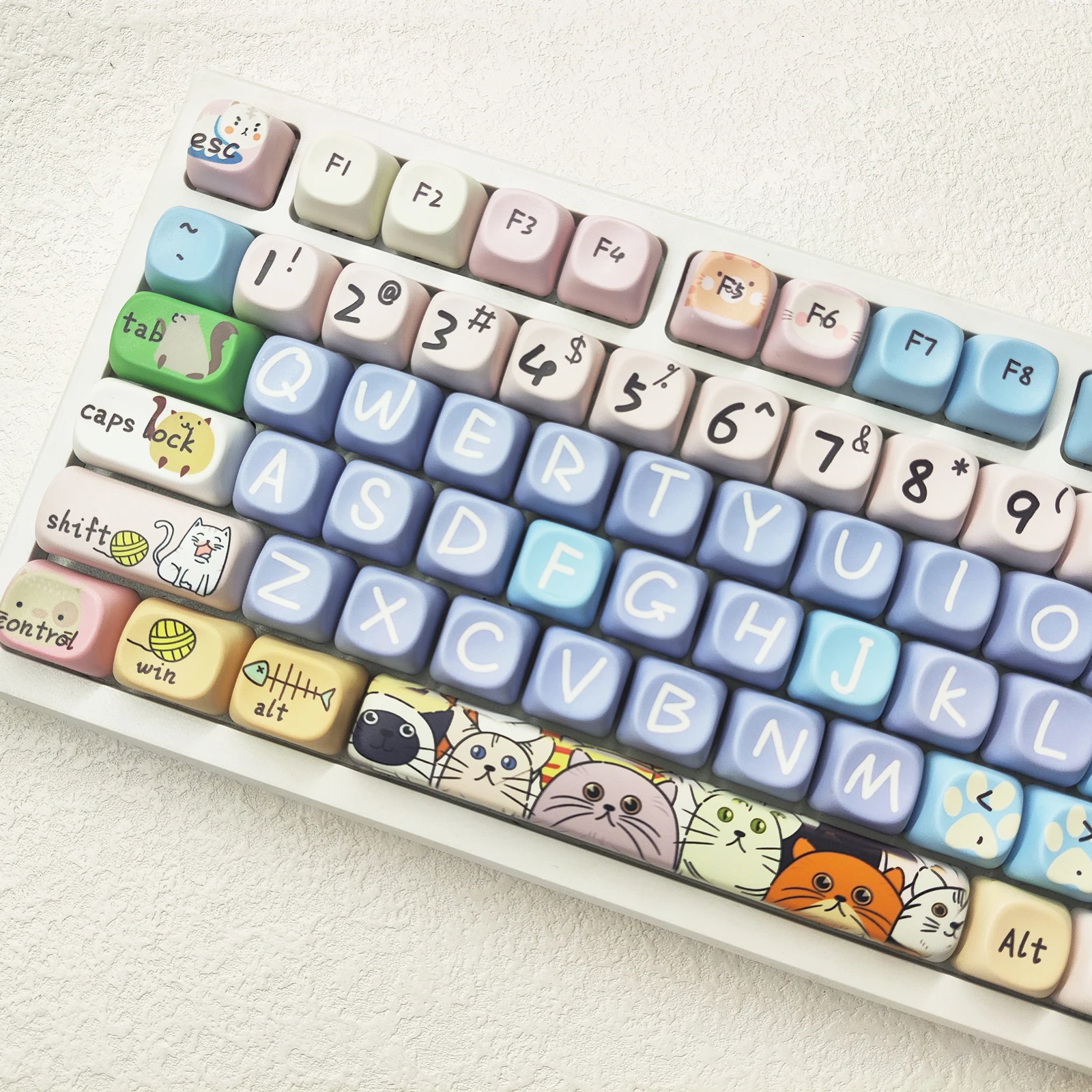 Teclas de perfil MOA, teclas bonitas con diseño de gato y ratón, PBT, sublimación térmica, teclados mecánicos para juegos, XDA, pro-Key, 121 teclas - imagen 3