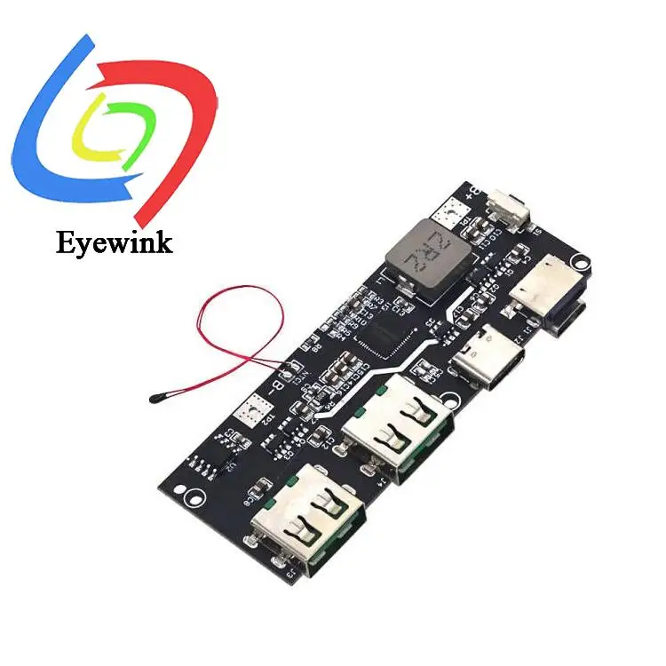 Banco de energía de 22,5 W, módulo de carga rápida bidireccional de 5 puertos, placa de circuito, Kit de placa base DIY QC4 + PD3.0