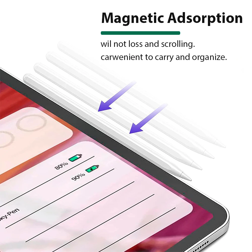 Para IPad lápiz para 2018-2022 IPad y IPad Pro Tablet Stylus con adsorción magnética Apple Pencil LED indicador de potencia Stylus - imagen 5
