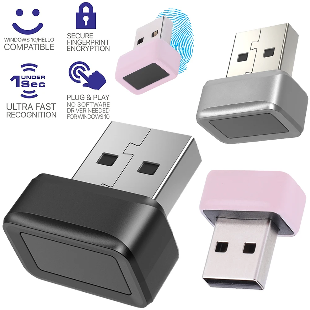 Lector de llaves de huellas dactilares USB, escáner biométrico de huellas dactilares, Anti-Spoofing, Windows Hello FIDO U2F, Mini llave de seguridad, Dongle