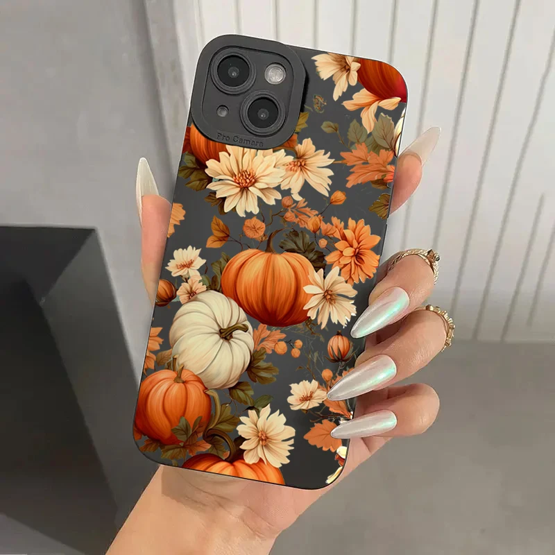 Maple Leaf Pumpkin Pattern Phone Case For iPhone 17 16 15 14 13 12 11 Pro Max 17 Air 16E XS X XR 7 8 Plus Shockproof Soft Cover - imagen 2
