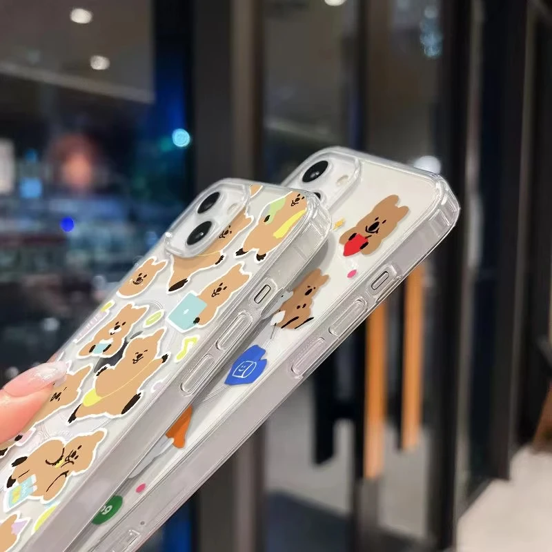 Funda de carga inalámbrica Lovely Bear Quokkas para iPhone 17 Air 16 E 15 14 13 12 Mini 11 Pro Max cubierta de borde de silicona transparente - imagen 4