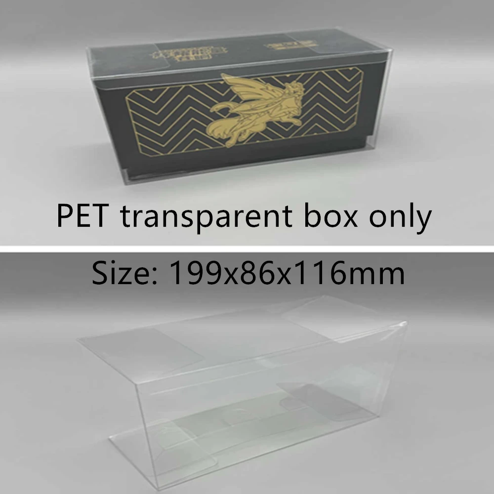 Caja de almacenamiento transparente a prueba de polvo para Pokémon, funda artística de energía brillante, funda protectora de plástico para exhibición de tarjetas, cajas de PET PTCG