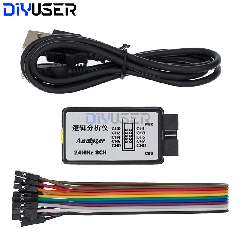 DIYUSER analizador lógico USB 24MHz 8 canales 24M/segundos analizador lógico depurador para ARM FPGA analizador lógico 24M 8CH