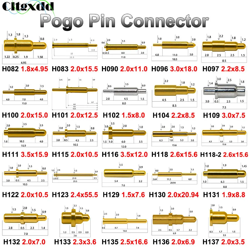 5 uds conector de clavija Pogo batería Pogopin contacto de carga de resorte SMD DIP PCB 3,5/7,5/8,5/10,5/11/12/12,5/15/18mm sonda de resorte de prueba