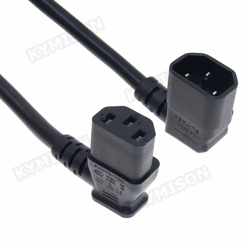 C13-C14-cable de extensión de alimentación en ángulo para ordenador, adaptador para PC,Monitor, escáner, IEC320 C13 hembra a C14 macho, H05VV-F, 3G, 1,5mm - imagen 4