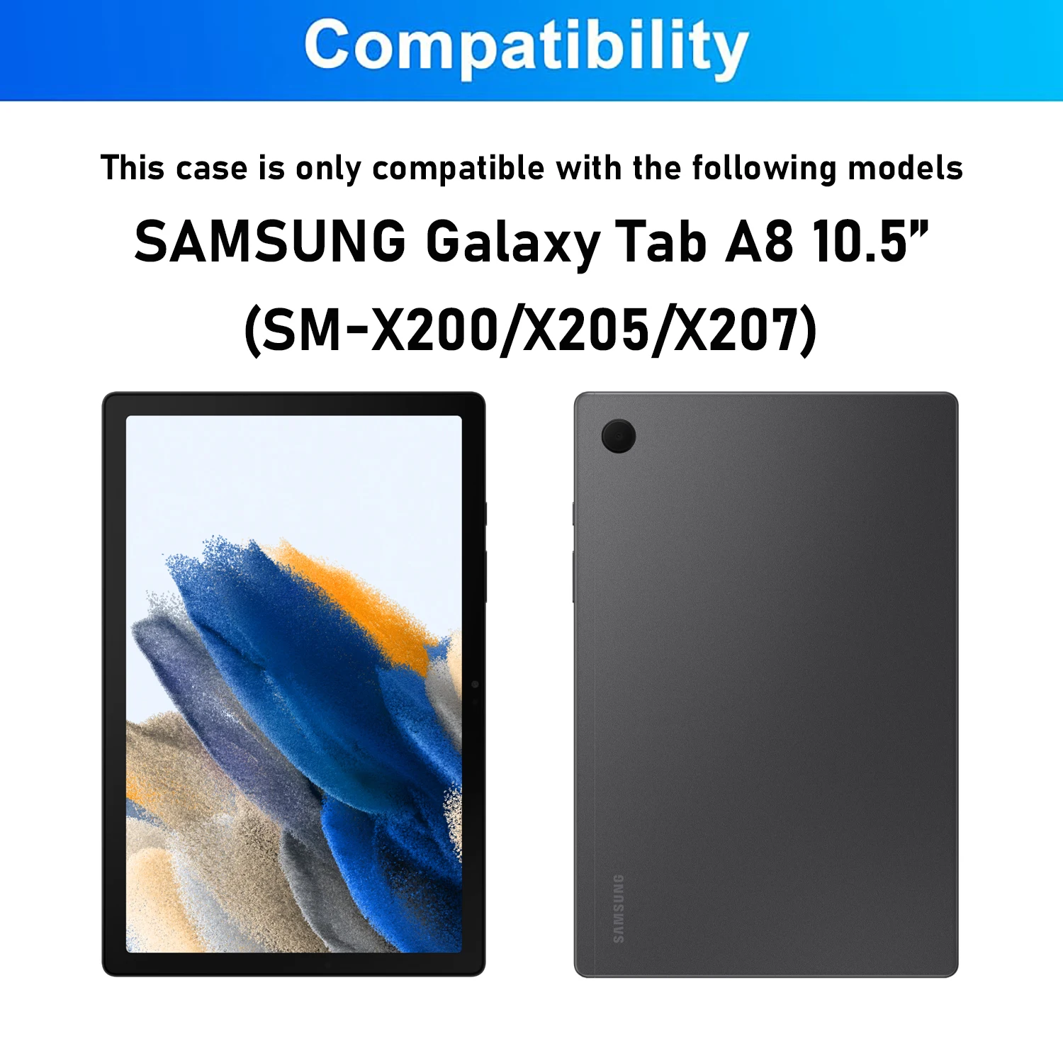 Para Samsung Galaxy Tab A8 Funda de 10,5 pulgadas, Funda con teclado para Samsung Galaxy Tab A8 10,5 pulgadas SM-X200 SM-X205 SM-X207 - imagen 2