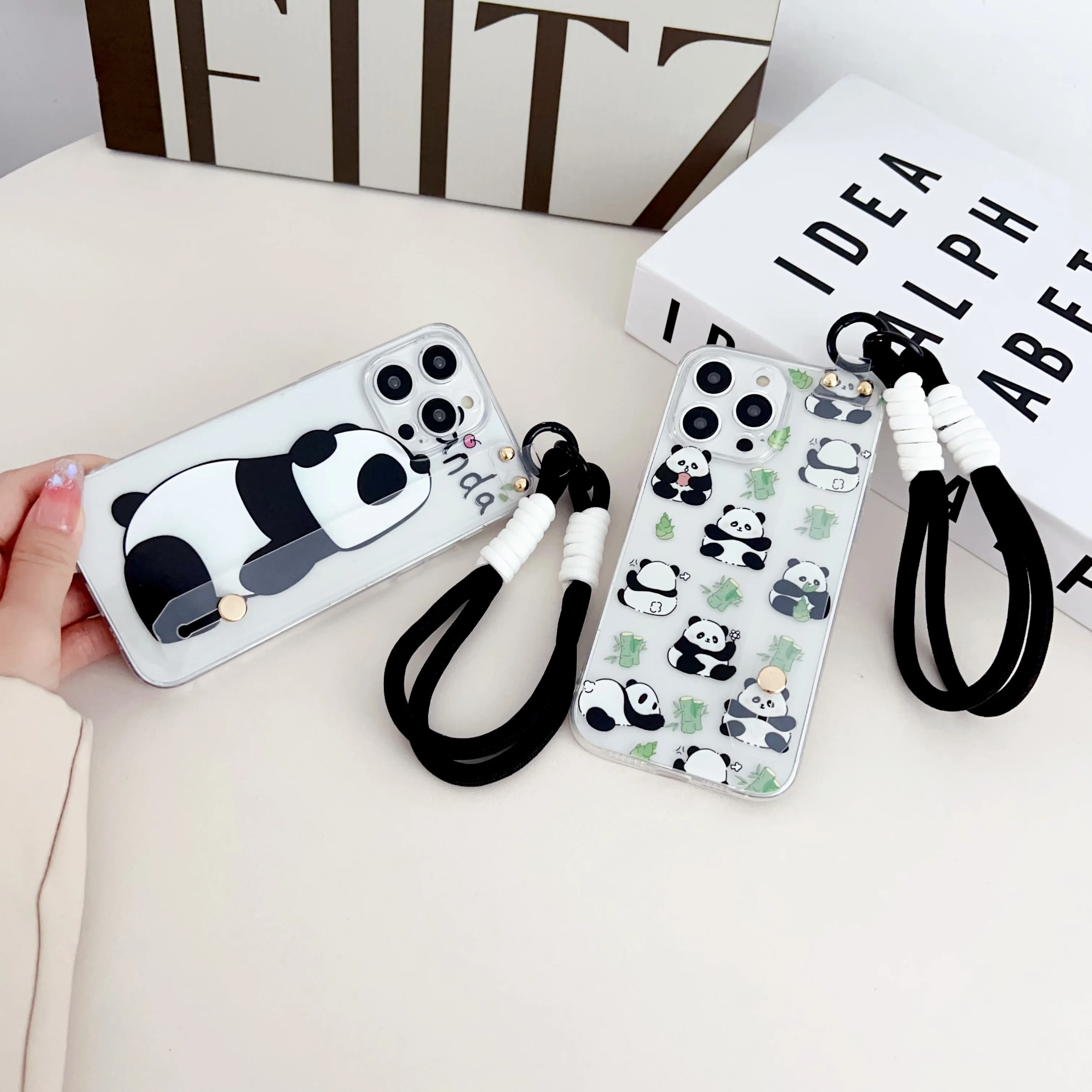 Para Xiaomi 10 11 12 13 Pro T lite Ultra Poco F3 F4 X3 M3 X4 X5 M4 C40 C50 M5 funda de Panda tumbada correa de muñeca - imagen 3