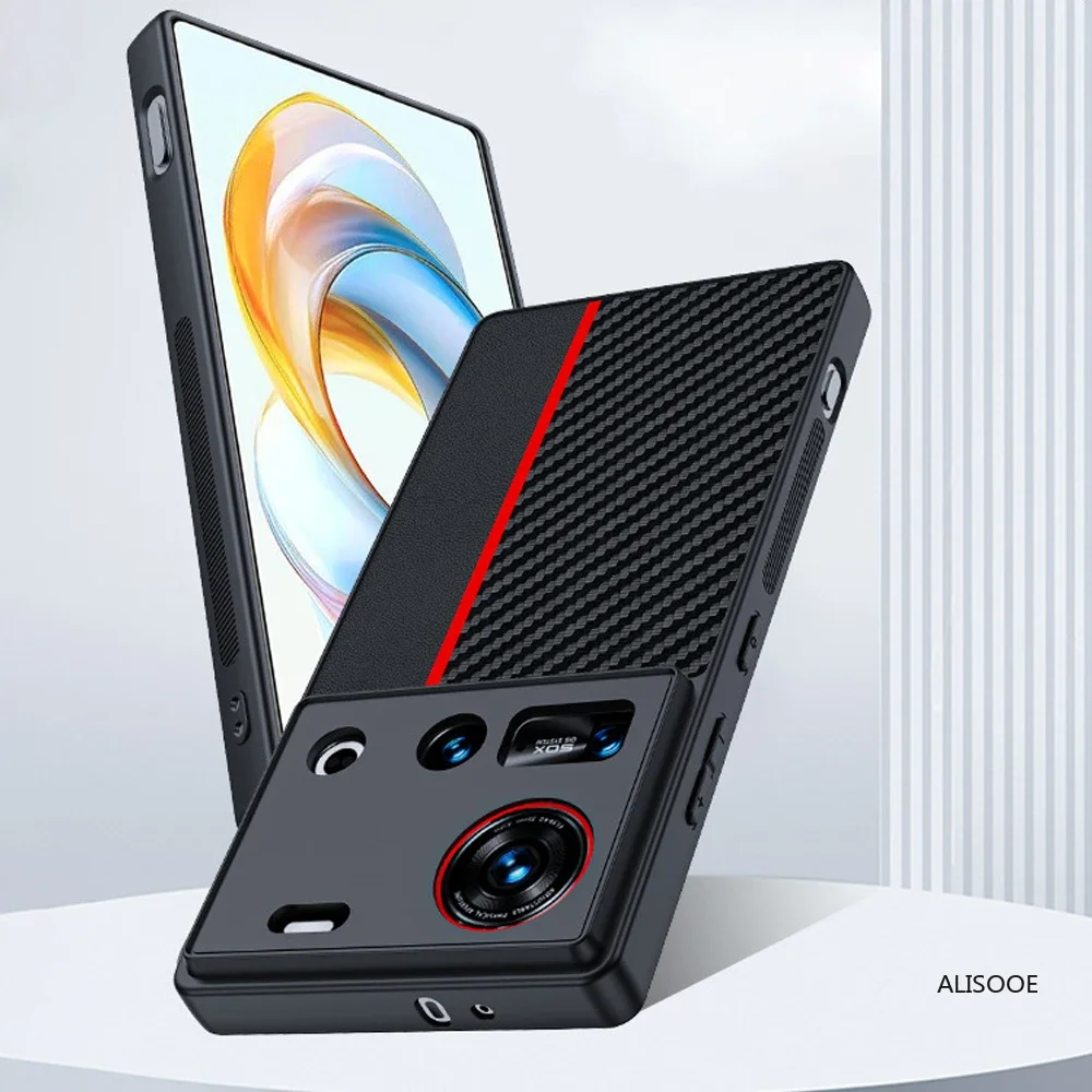 Funda para Nubia Z70 Ultra, Funda protectora de cuero PU con textura de fibra de lujo para ZTE Nubia Z70 Ultra 5G, Capa a prueba de golpes - imagen 3