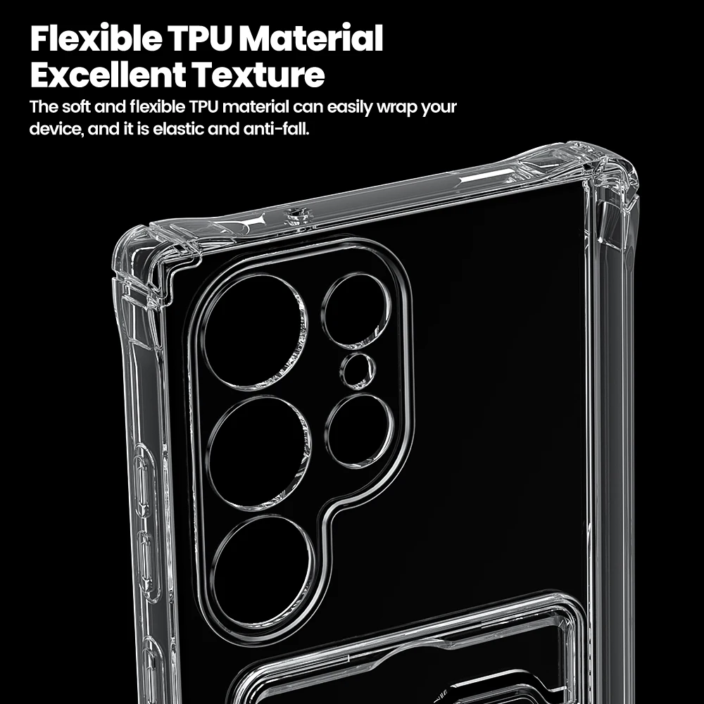 Toocki-funda de teléfono con soporte transparente para Samsung Galaxy S24 S23 S22 S21 Plus, billetera Ultra transparente de silicona a prueba de golpes - imagen 4