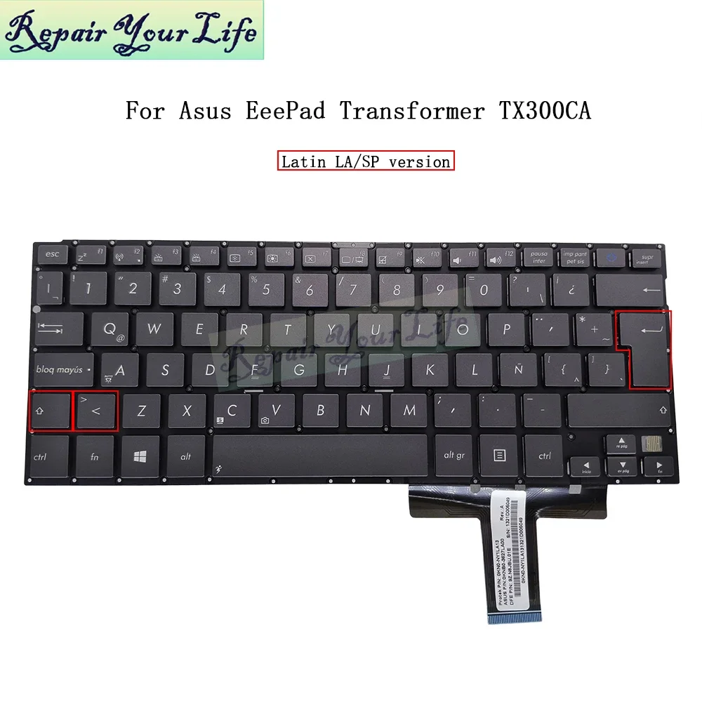 Teclado latino español UI para Asus TX300 TX300CA Transformer Book TX300C piezas de cuaderno Teclado 0KNB0-3627LA00 3627SP00 3627UI00
