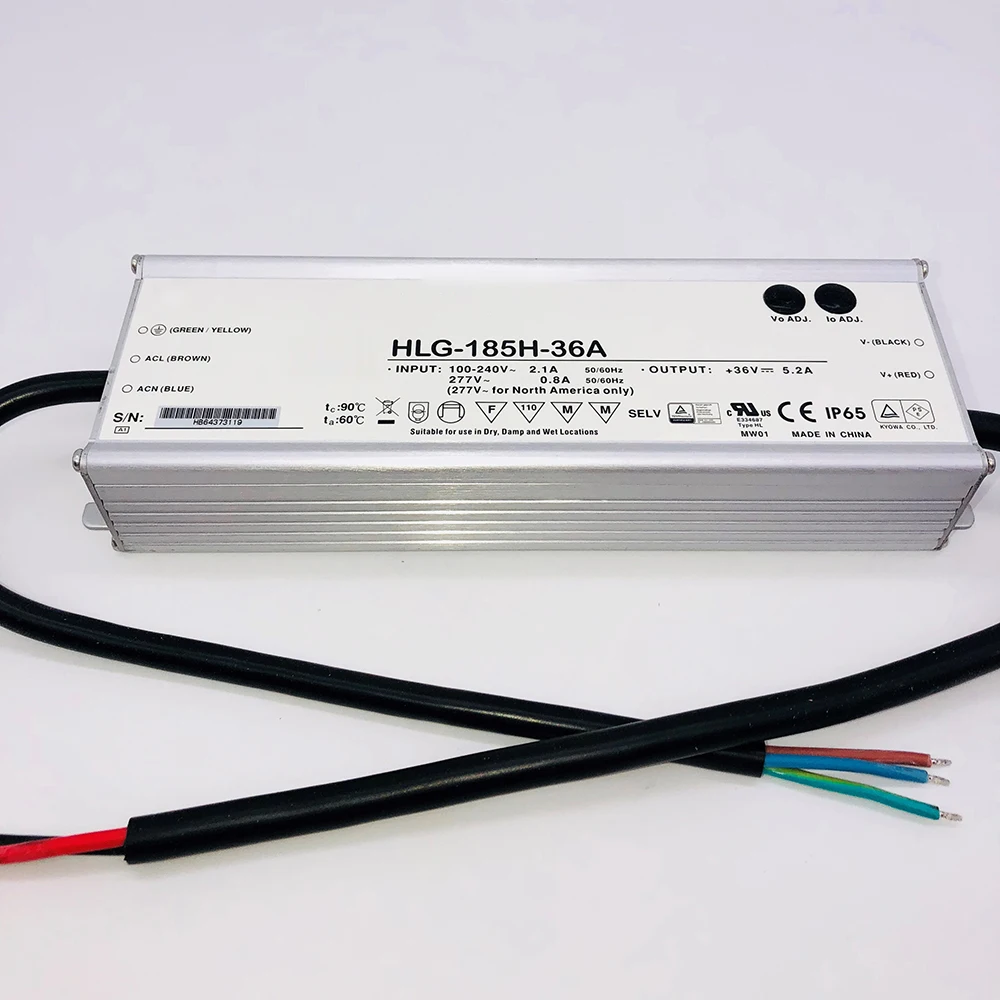 Producto de control industrial HLG-185H-36A 185W 36V5.2A Fuente de alimentación impermeable Lámpara de calle LED WELL PSY