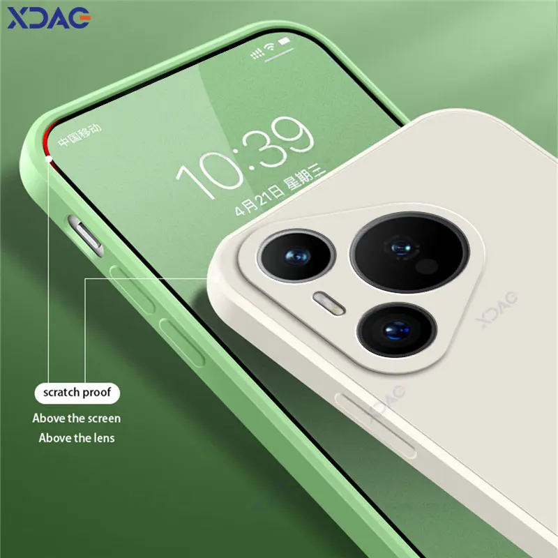 Funda de teléfono de silicona líquida cuadrada de lujo para Huawei Pura 70 Pura70 5G 360 funda protectora HuaweiP70 P70 funda suave de doble revestimiento - imagen 5