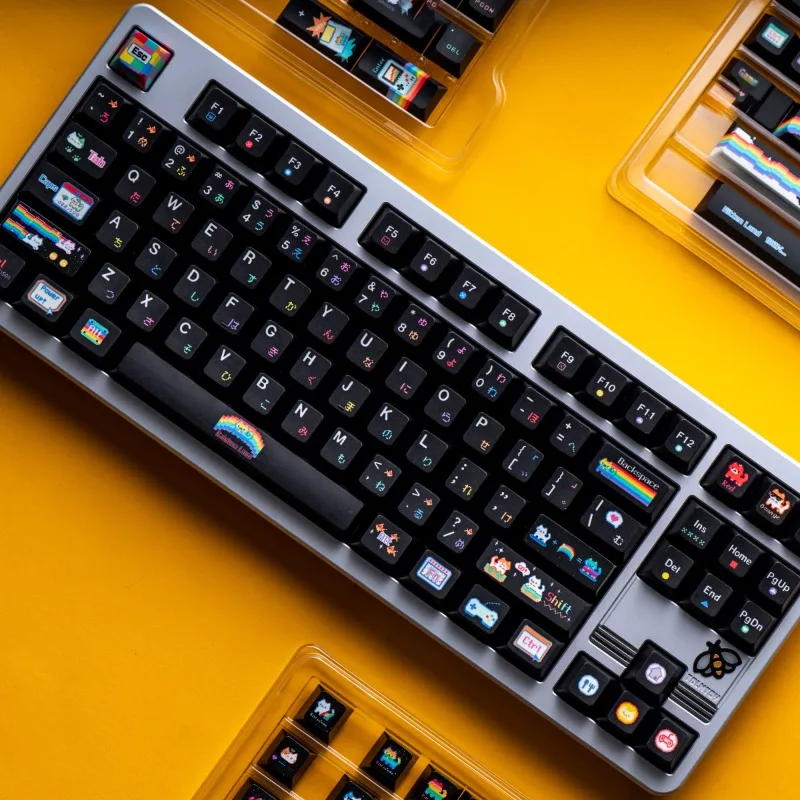 Juego de teclas con tema Rainbow Meow, tapa de teclado personalizada con sublimación de PC PBT, perfil de cereza, accesorios para teclado mecánico - imagen 2