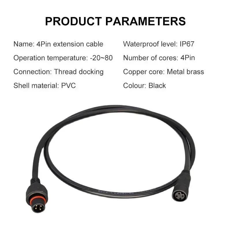 Cable conector de alimentación impermeable para exteriores, 2, 3, 4, 5, 6, 7, 8 pines, IP67, Cable de enchufe de acoplamiento LED, línea de extensión cuadrada macho hembra de 0,3-2,5 - imagen 2