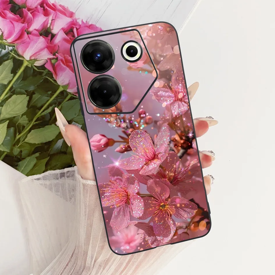 Para Tecno Camon 20 Pro funda CK7n moda flor mariposa suave negro silicona TPU cubierta para Tecno Camon 20 Premier Camon20 Shell - imagen 5