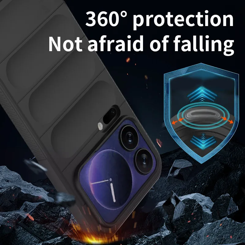 Para Xiaomi 17 Pro Max, 17 Pro Funda ELVEV Airbags anticaída Funda de teléfono flocada de TPU suave lavable