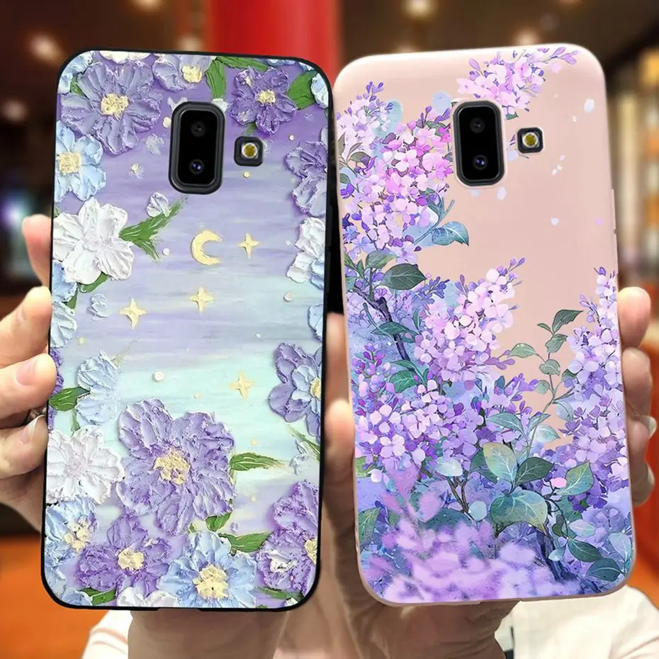 Funda de silicona suave para Samsung Galaxy J6 Plus 2018, bonita funda de TPU con patrón de flor Buttefly para Samung J6 J 6 J6Plus