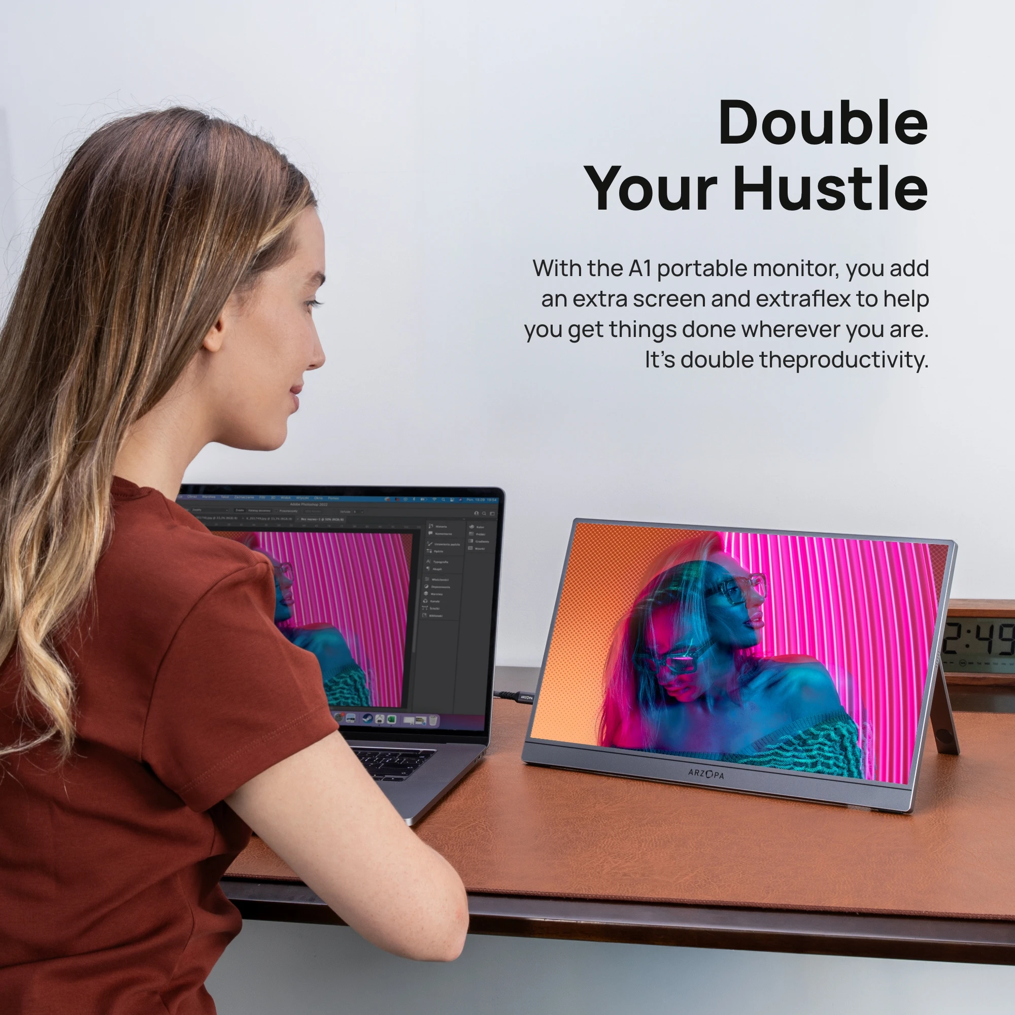 ARZOPA Mini monitor portátil para juegos de 15,6 pulgadas 1080P, segunda pantalla externa IPS para ordenador portátil/PC/PS/Xbox/teléfono A1 gris - imagen 2