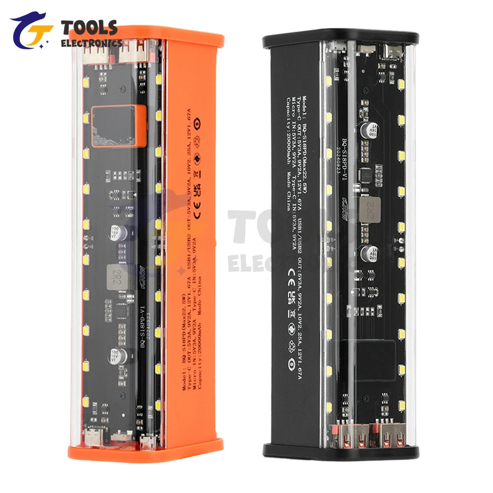 Caja de almacenamiento de batería DIY 18650, estilo Mecha, 8 celdas, funda para banco de energía de batería 18650, kits de energía móvil de carga rápida sin soldadura - imagen 2