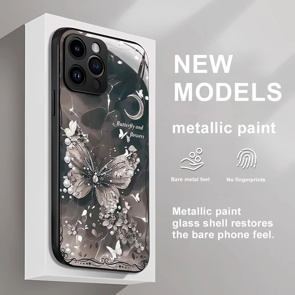 Funda de mariposa de vidrio templado para Samsung A56 5G A55 A54 A36 A17 A16 A15 A14 A34 A52 A53 A13 A12 A22 A24 A25 A23 A33 A51