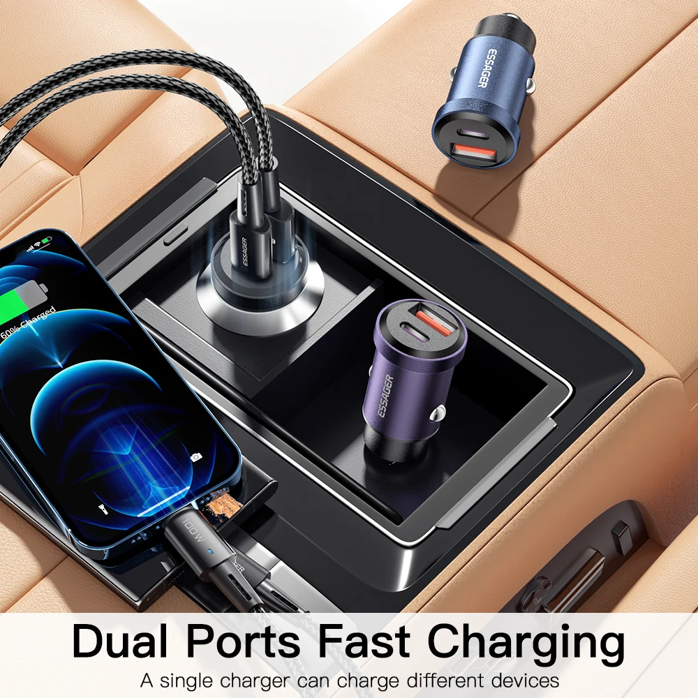 Essager Cargador Coche USB-C 30W Carga Rápida - imagen 2
