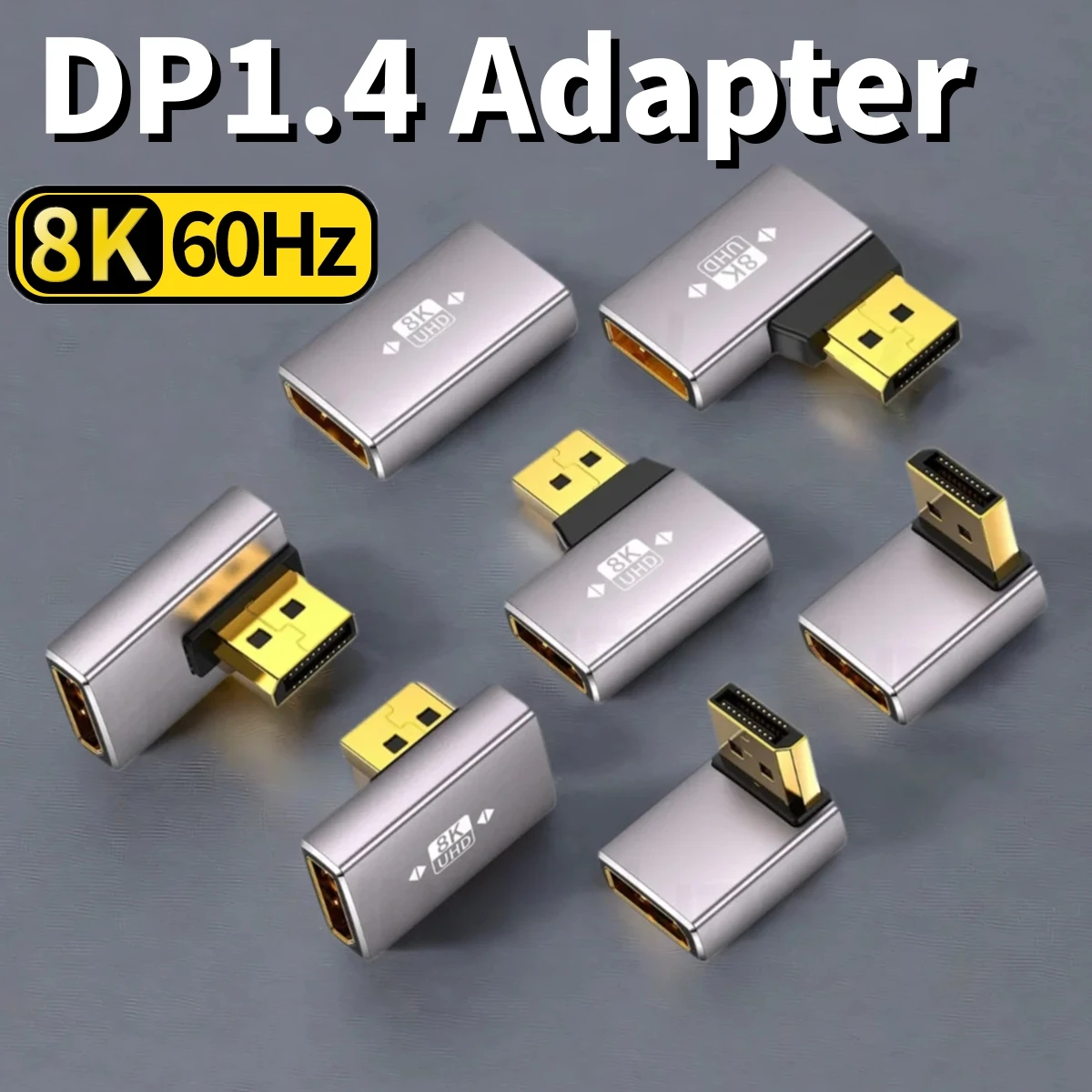 Adaptadores de Cable Displayport 8K60Hz 4K144Hz Adaptador convertidor DP macho-hembra en ángulo izquierdo y derecho de 90 grados para Monitor de PC