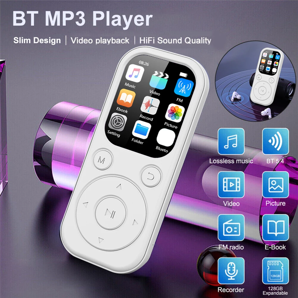 Reproductor MP3 MP4, reproductor de música sin pérdidas, Bluetooth 5,4, altavoz estéreo de música, Walkman con pantalla IPS de 2,0 pulgadas con grabadora de Radio FM, libro electrónico - imagen 4