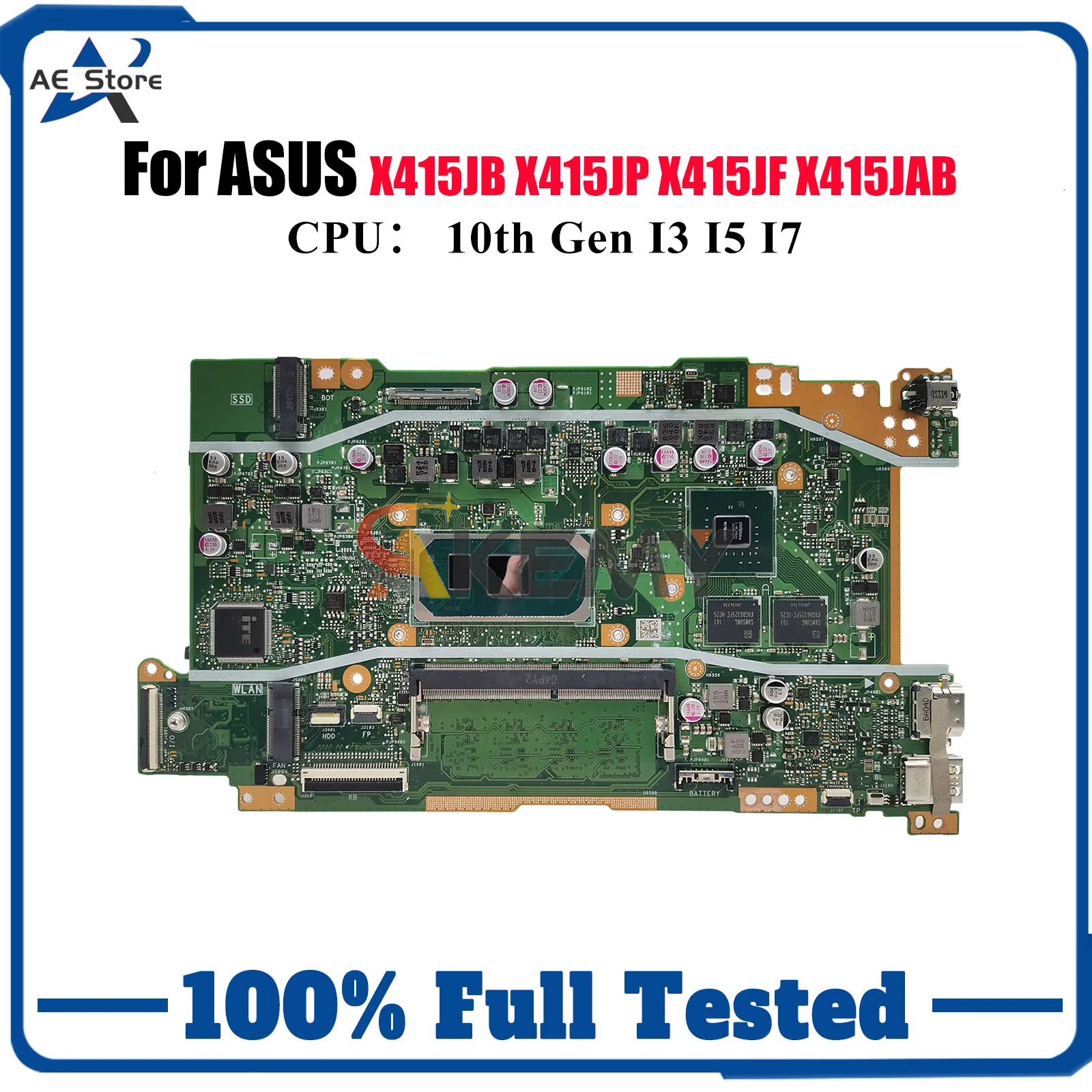 Placa base para ordenador portátil X415JP para ASUS VivoBook X415J V5200J A416J X415JP V4200J X415JAB X415JF con prueba de CPU I3 I5 I7 OK